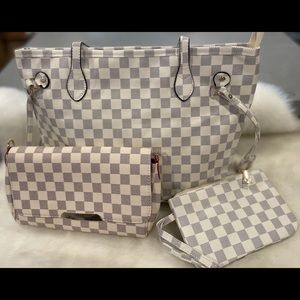 Tote with Mini Clutch and sling bag/White